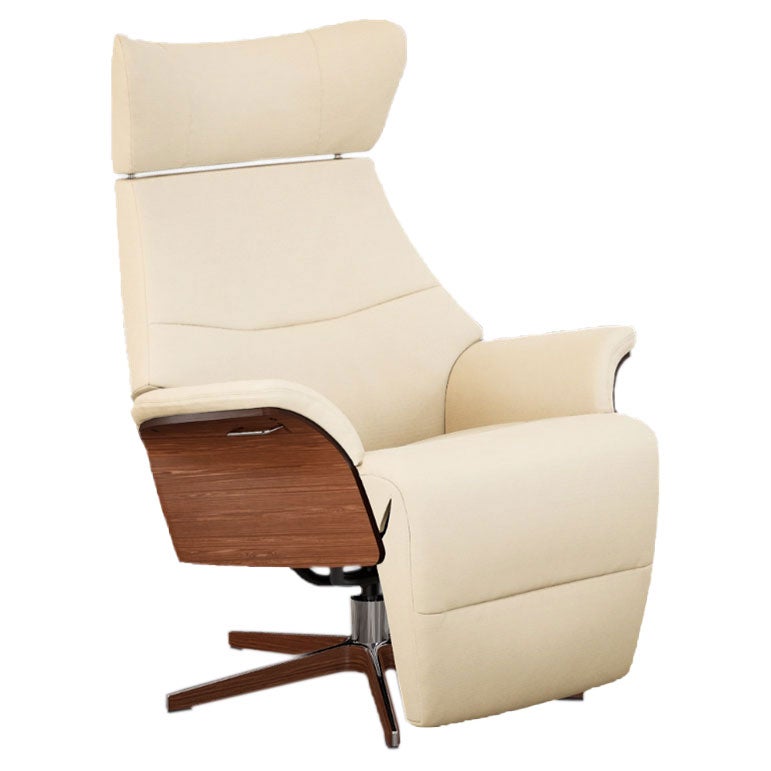 Air Drehsessel mit Fußstütze Stoff B Holz/Aluminium