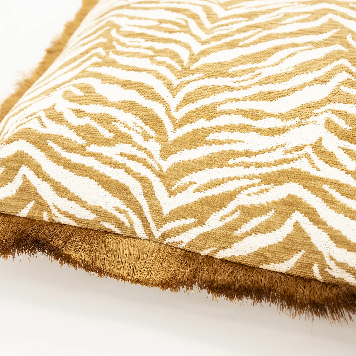 Dekokissen mit Fransen Tigra Mustard 40x60 cm