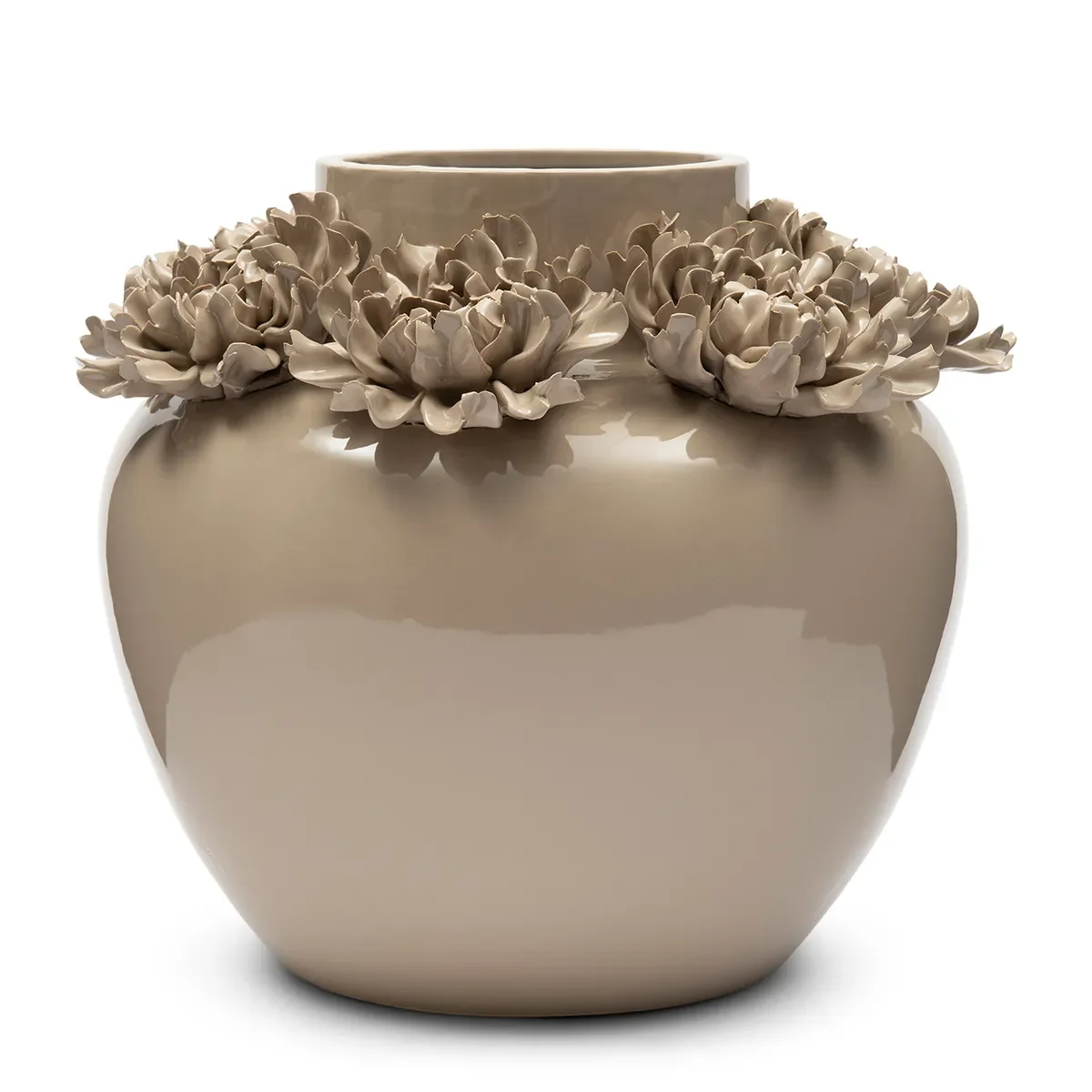 Handgefertigte Vase Blossom Edge H31 cm Flax
