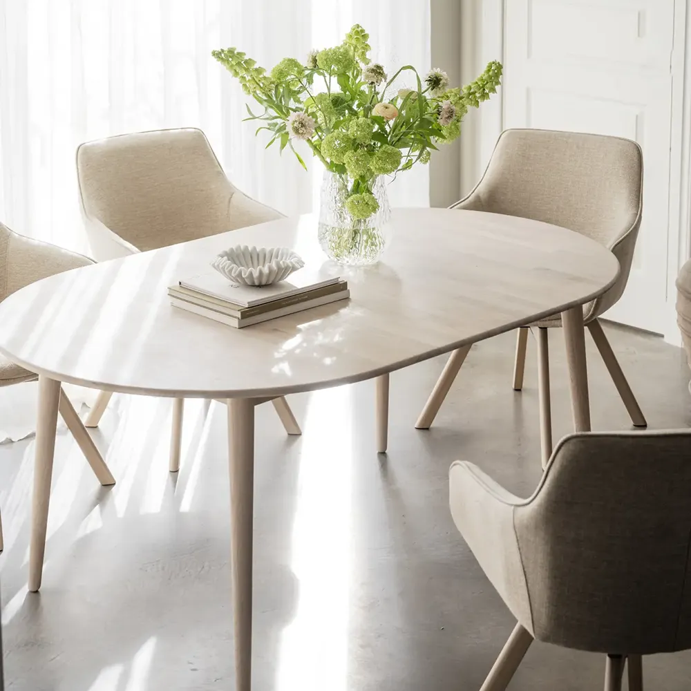 Tyler ovaler Esstisch 170-210x705 cm weiß pigmentierte eiche