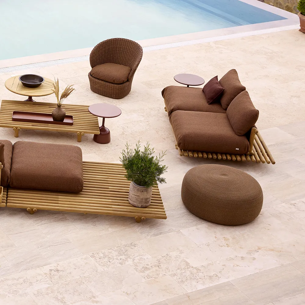 Circle Fußhocker extra groß Umber brown Soft Rope