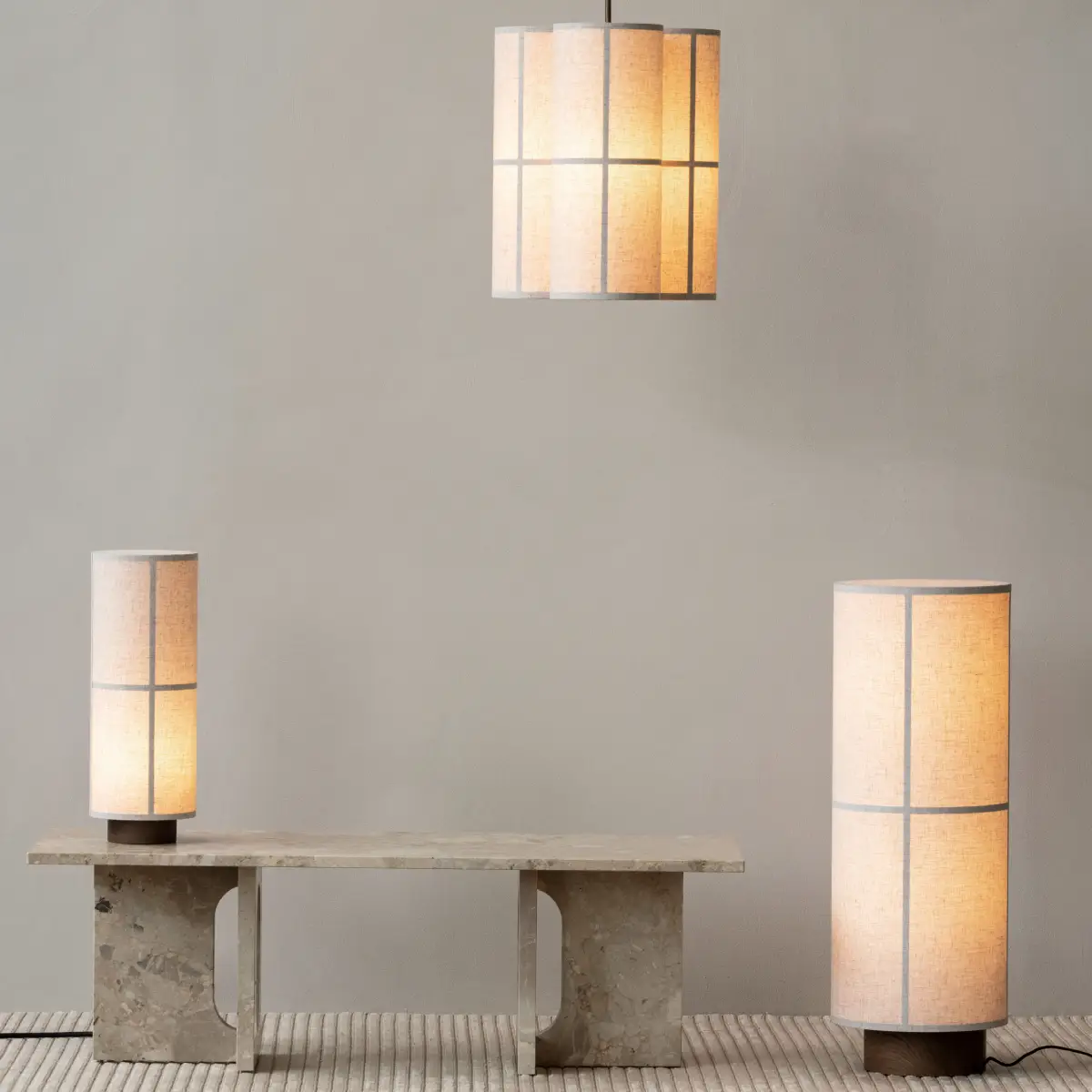 Hashira Stehlampe, Leinen Roh, H 83 cm