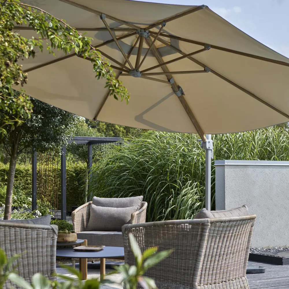 Luzzi Hängesonnenschirm Ø350 cm Light grey/khaki