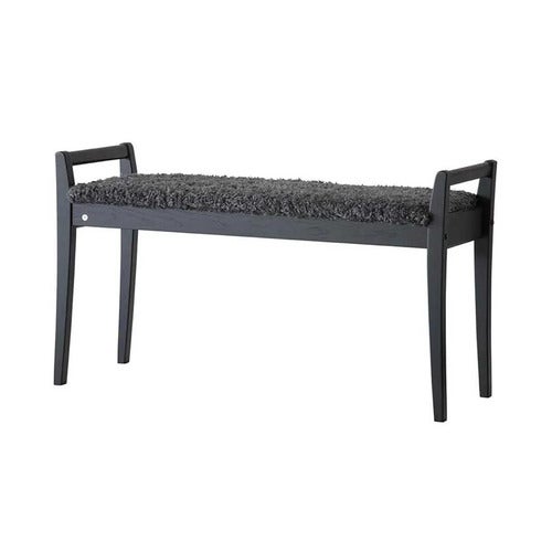 Meja Bench Schwarz gebeizte Eiche/Schafsfelloptik Dunkelgrau