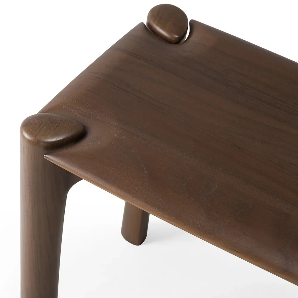 PI Bank 35x126 cm Braun lackiertes Teakholz