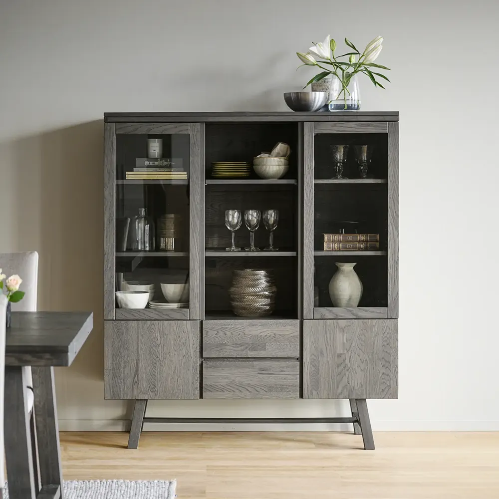 Brooklyn Vitrine 130 cm dunkelbraune Eiche