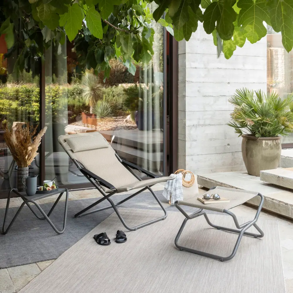 NEXT Js Fußhocker Bec Toile Porteuse/Tube Acier moka