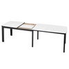 SM107 Esstisch 101x160-316-368 cm Schwarz lackierte Eiche - Weißes Laminat