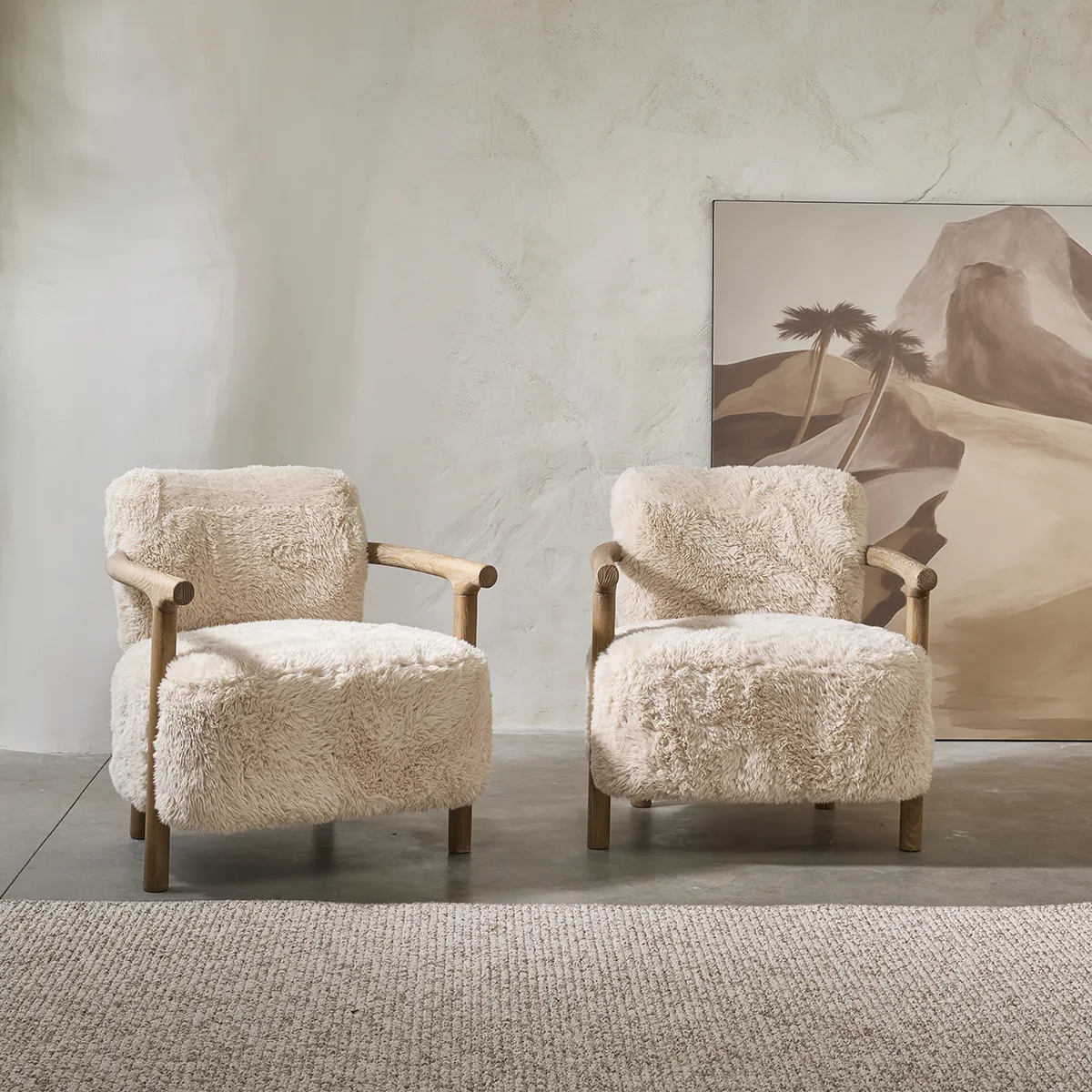Sessel aus Eschenholz Glenn Cloud Fur Off White
