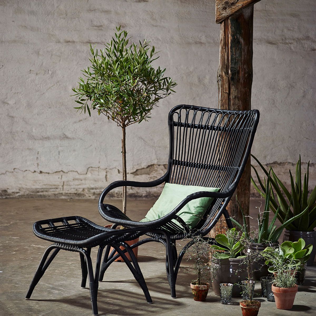 Monet Rattan-Sessel Schwarz