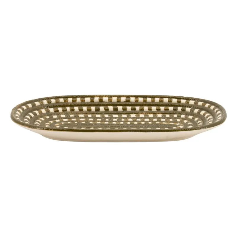 Vloom Tablett 38,5x19,7x4 cm Steingut Grün