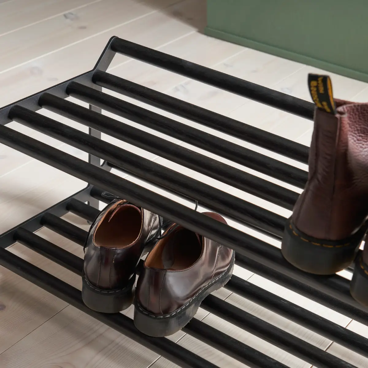 Tamburin Schuhregal 100 cm Schwarzgebeizter Eiche Schwarz