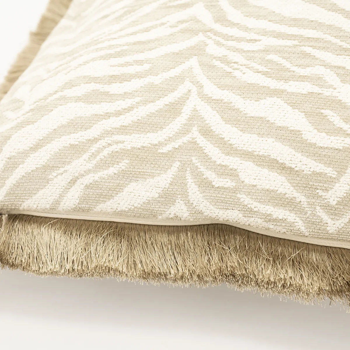 Dekokissen mit Fransen Tigra Beige 40x60 cm