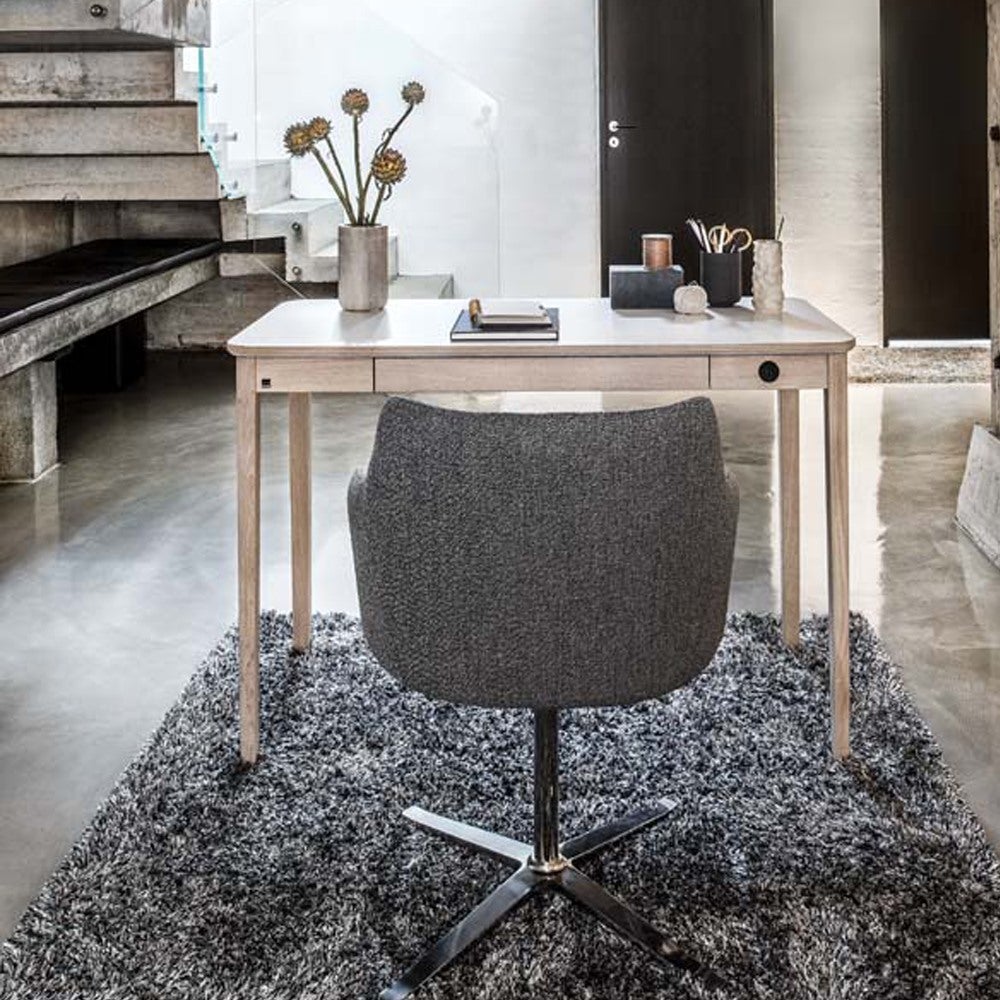 Sm131 Schreibtisch Eiche Weiß Geölt/Weiß Laminat 115X55X74Cm 