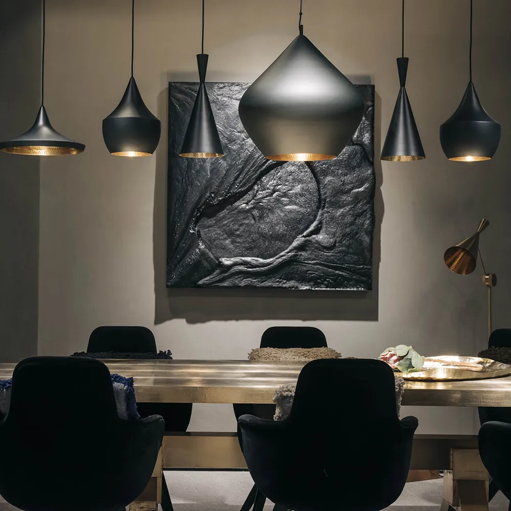 Beat Pendant Tall Black LED