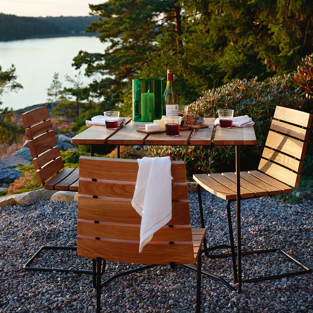 Grinda Esszimmerstuhl Schwarz / Teak