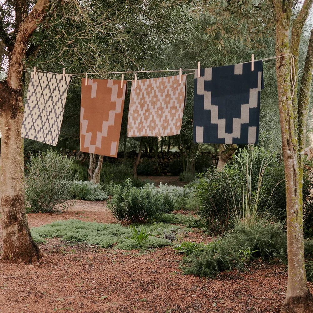 Ikat Geschirrtuch - Terracotta/Mist Blue