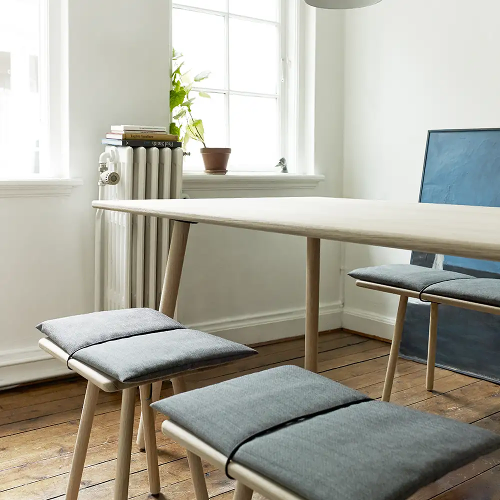 Georg Esstisch 155x90 cm Weiß Seife Eiche