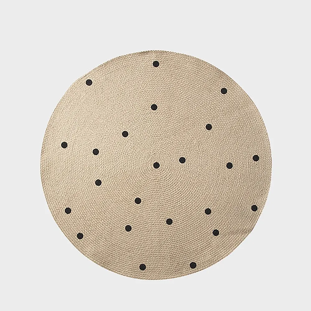 Runder Juteteppich mit Punkten Small