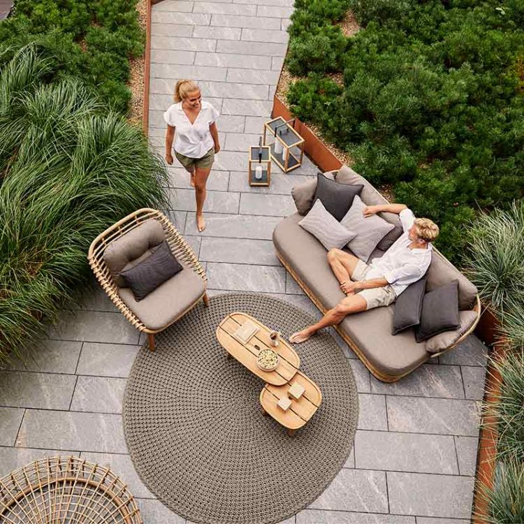 Lounge Sofa Basket Natürliche künstliche Wicker Inkl Licht Airtouch Kissen Set