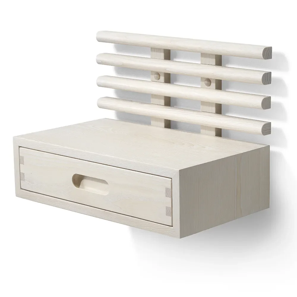 Zana Nachttisch mit Schublade Weiß geölte Esche