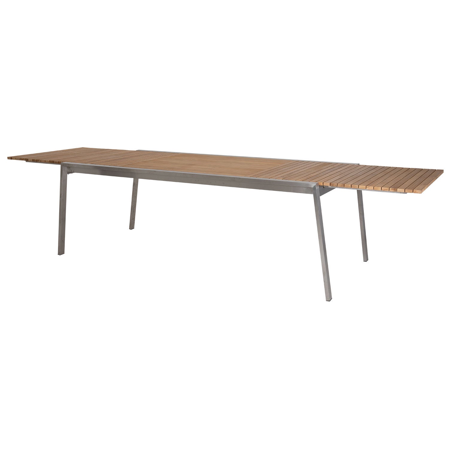 Naos Esstisch 100x220-320 cm Edelstahl/Teak