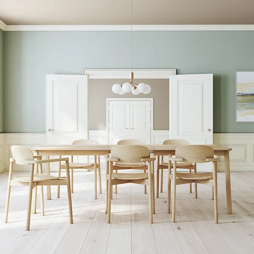 SM142 Esstisch 100x74-270 cm Eiche Weiß geölt