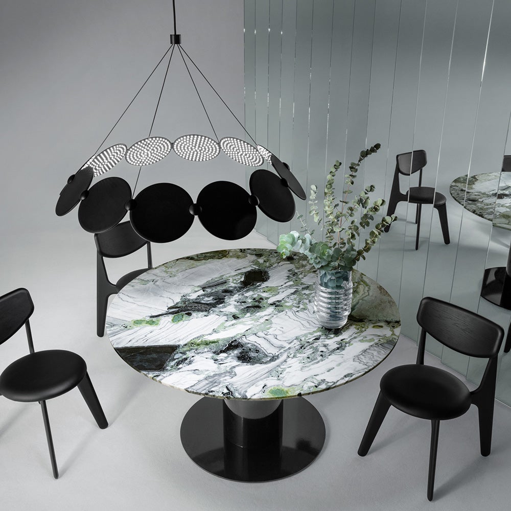 Slab esszimmerstuhl gepolstert schwarz