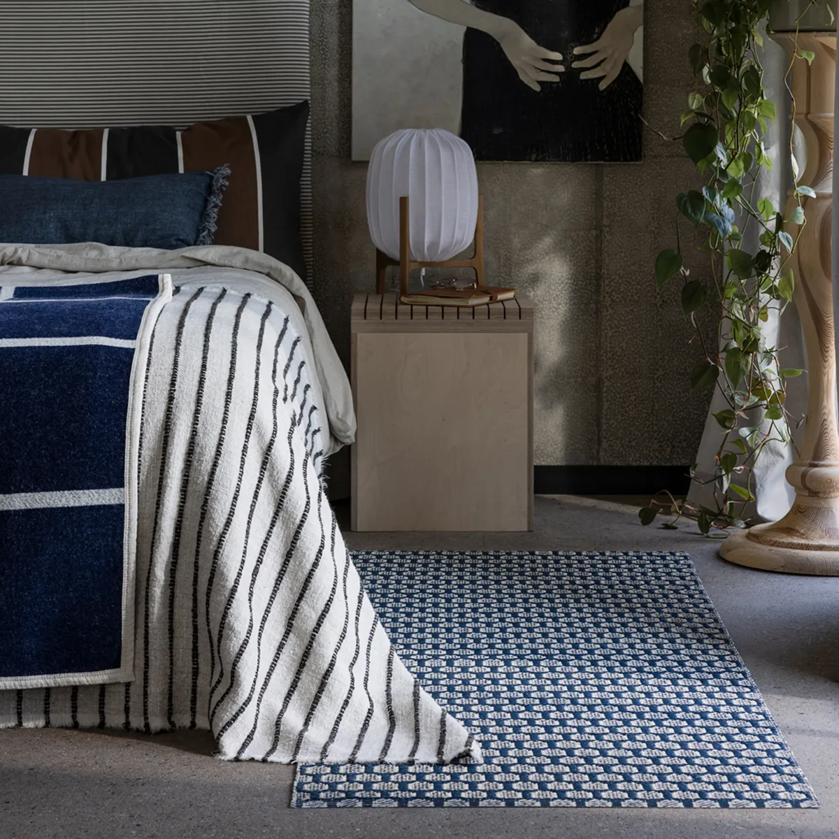 Wendbarer Kunststoffteppich MIMI Ocean Blue/Cream 70x120 cm