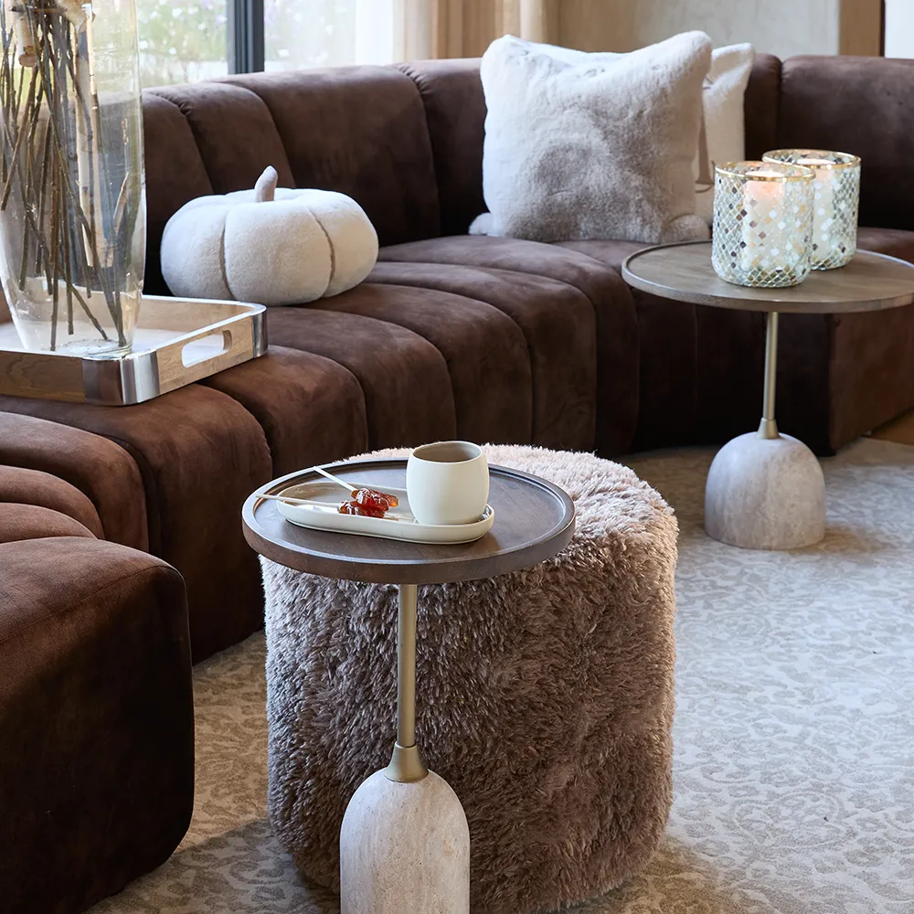 Fußhocker Bowery Raccoon Taupe