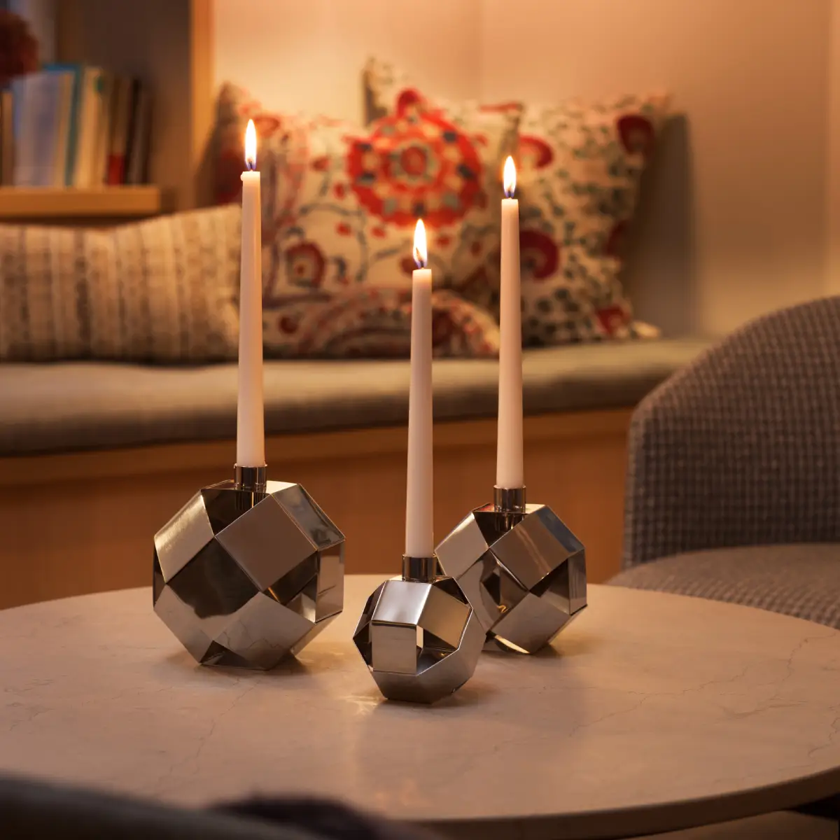 Merkurius Kerzenständer mittel silber