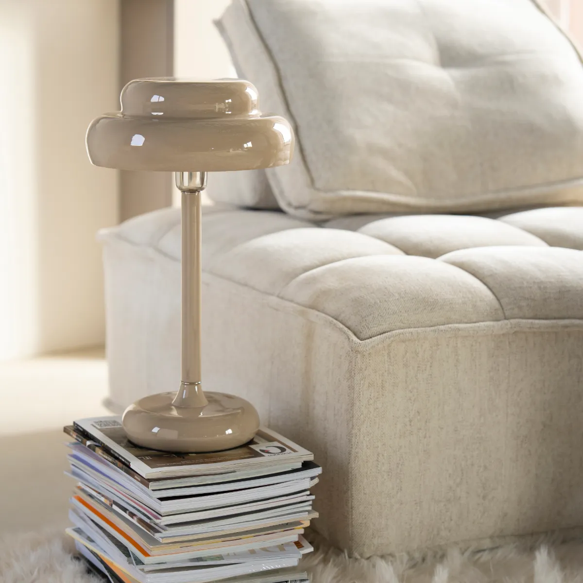 Dimmbare Tischlampe Pomm Beige H 47,5 cm