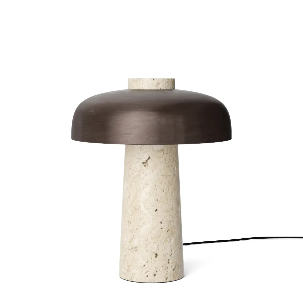 Reverse Tischlampe, Travertin, Sand/Alu.Bronzed