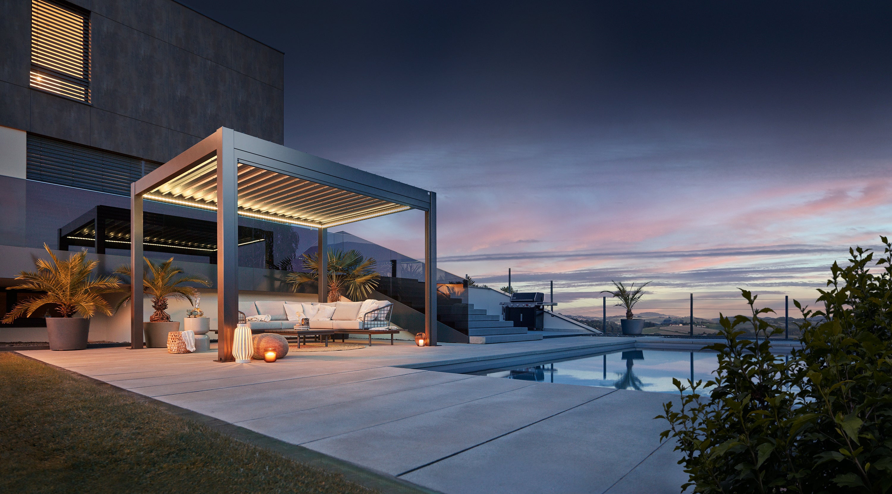 Pergola, Größe 4 x 3, Metallic quartz grau