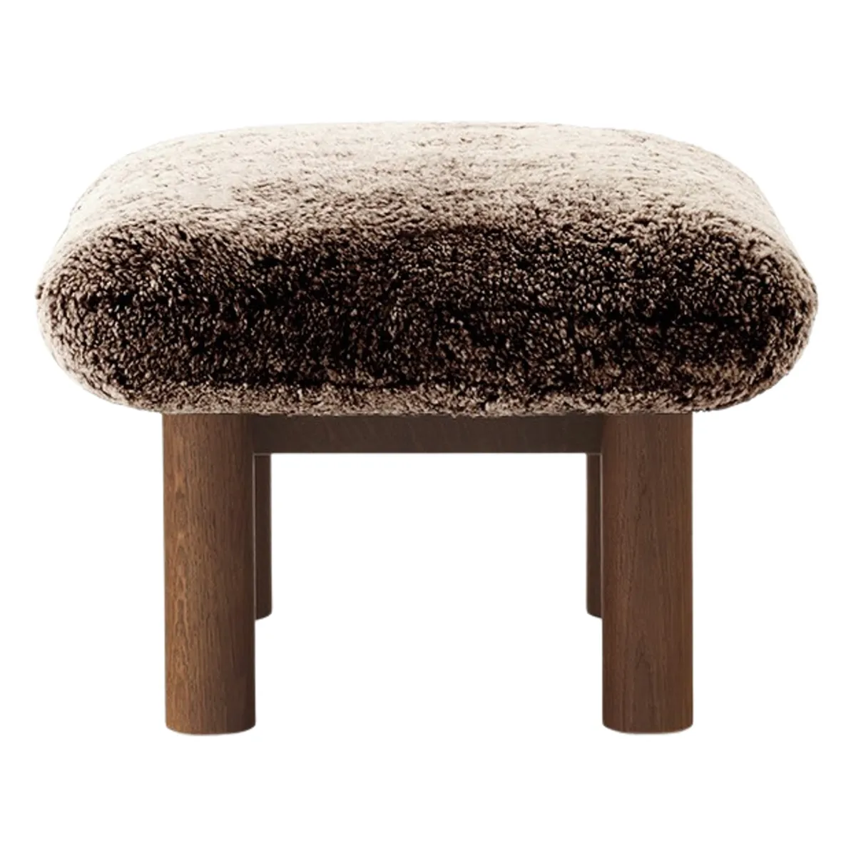 Brasilia Hocker Eiche dunkel gebeizt, Sheepskin Nevotex Sahara