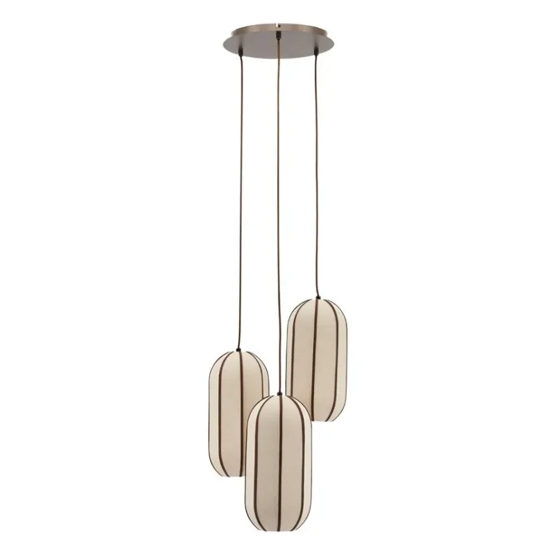 Cocoon cluster round Pendelleuchte 43x43x149 cm IJzer, leer & linnen Natur