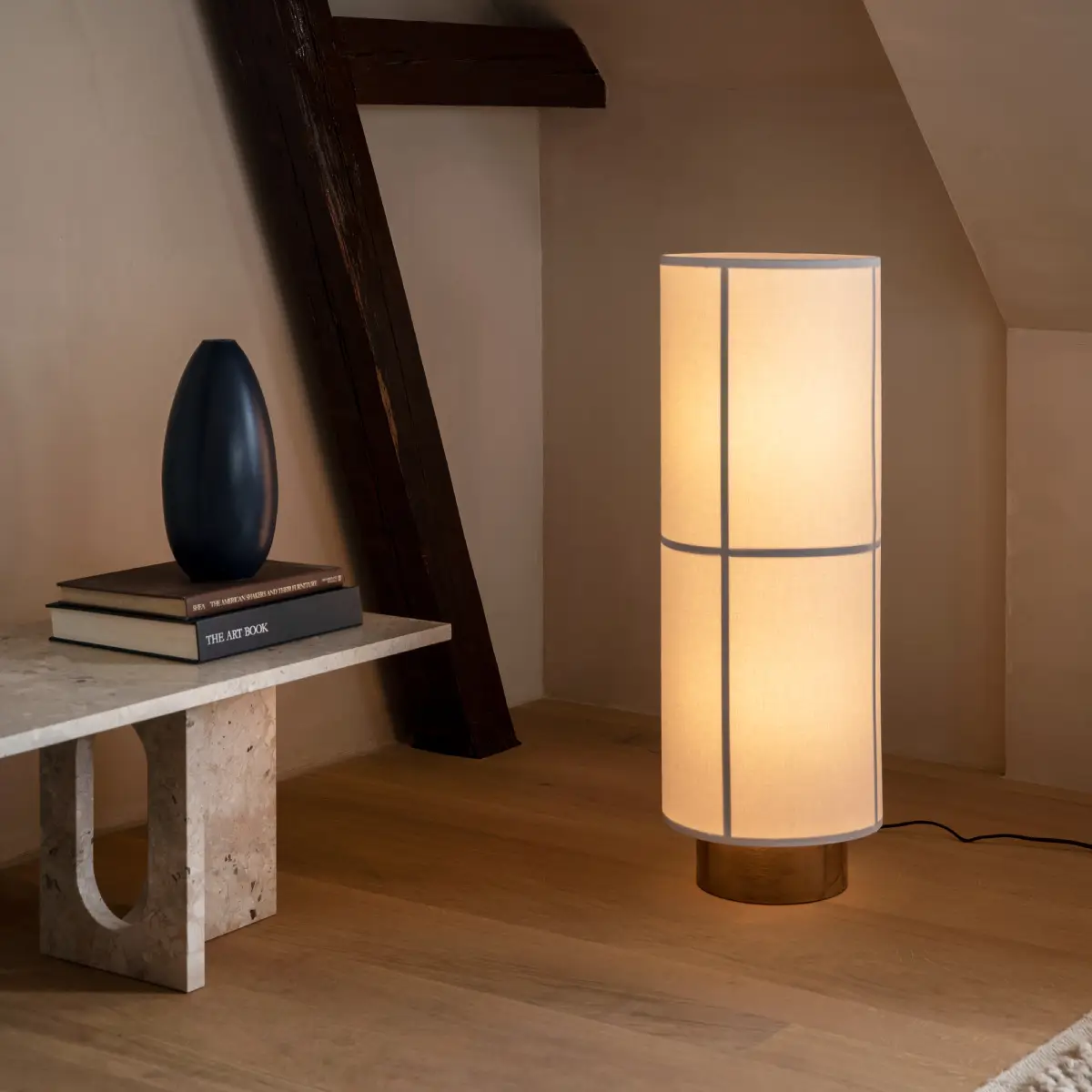 Hashira Stehlampe, Leinen Roh, H 83 cm