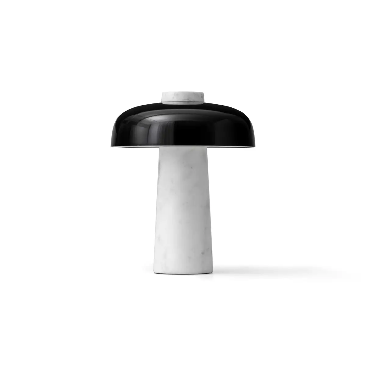 Reverse Tischlampe, Marmor, Carrara/Aluminium, Schwarz
