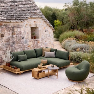 Gem loungesessel m/teak svirvel Dark green, Rise