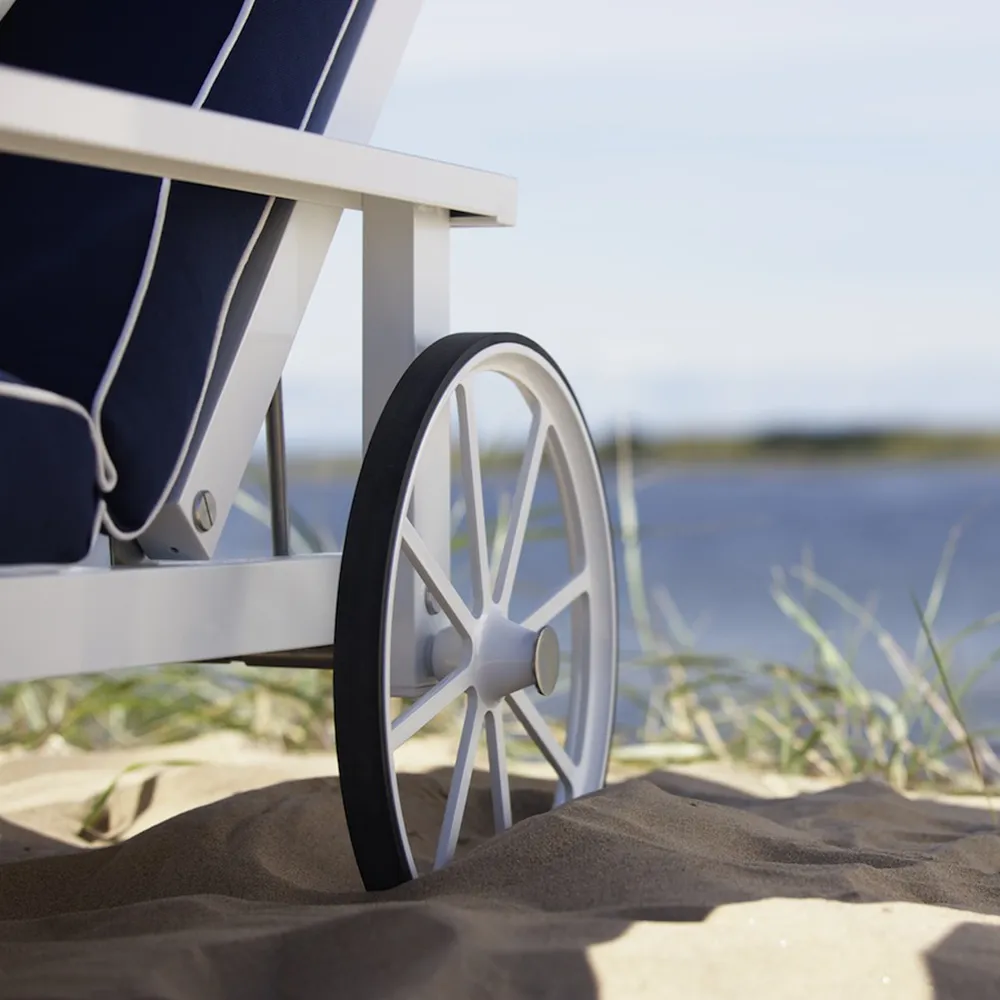 Sonnenliege mit Armlehnen Weiß Aluminium