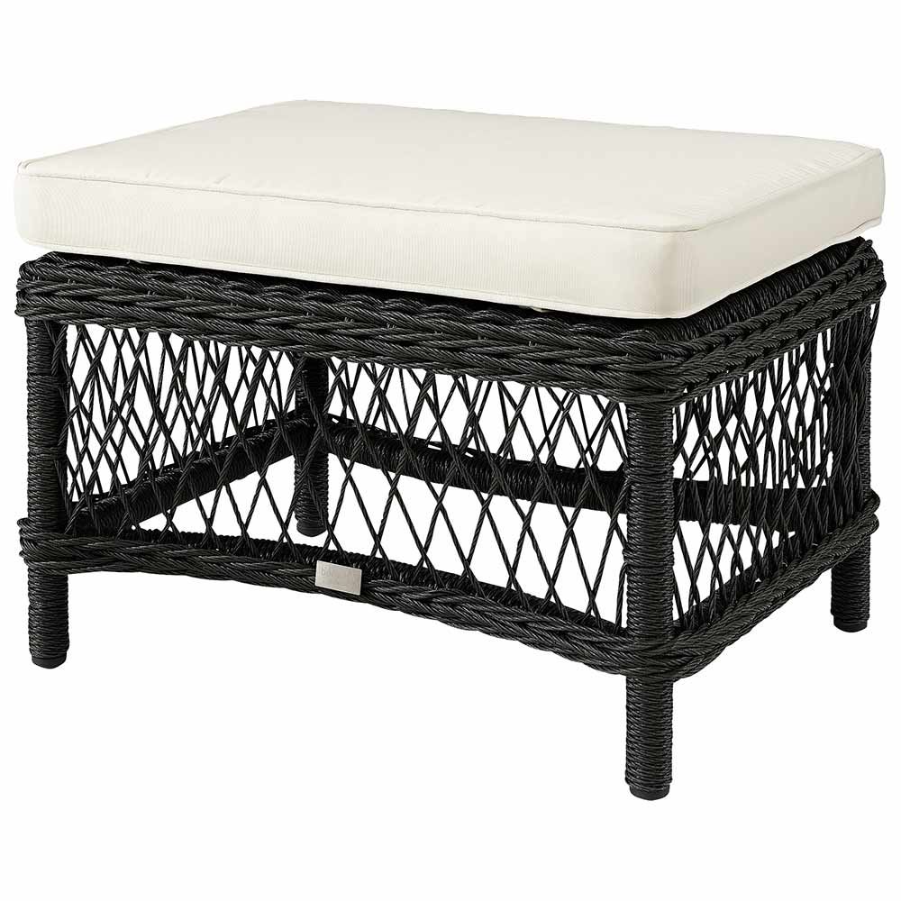 Fußhocker Marbella Rattan Schwarz exkl. Kissen