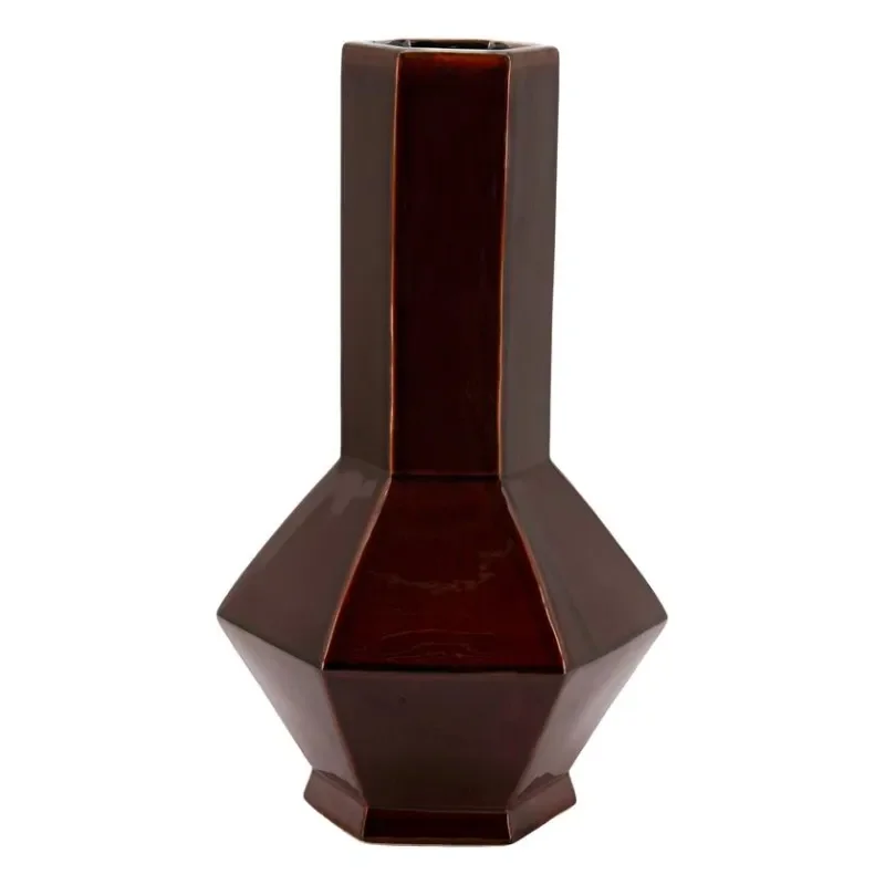 Axis large Vase 28x25x47 cm Steingut dark red