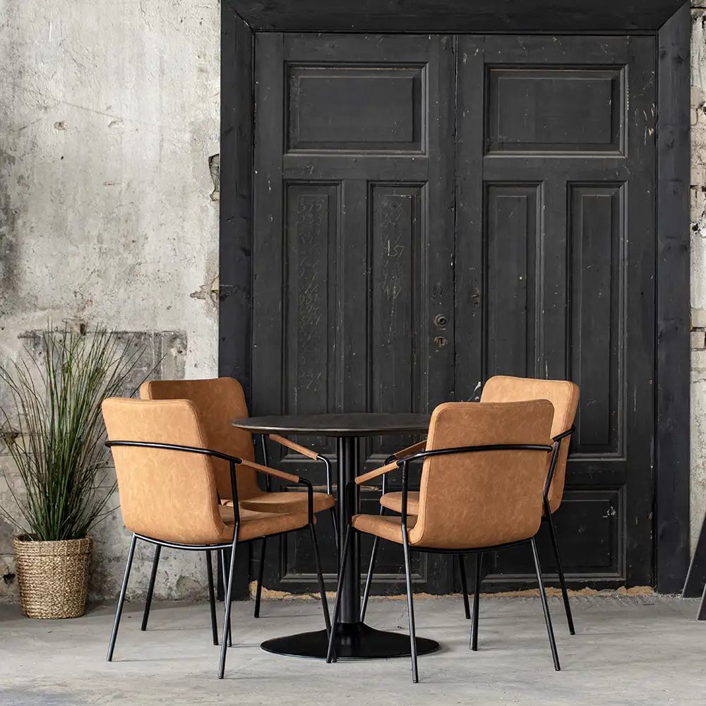 Miles Esstisch Trompetenfuß 80 cm schwarz gebeizte Esche