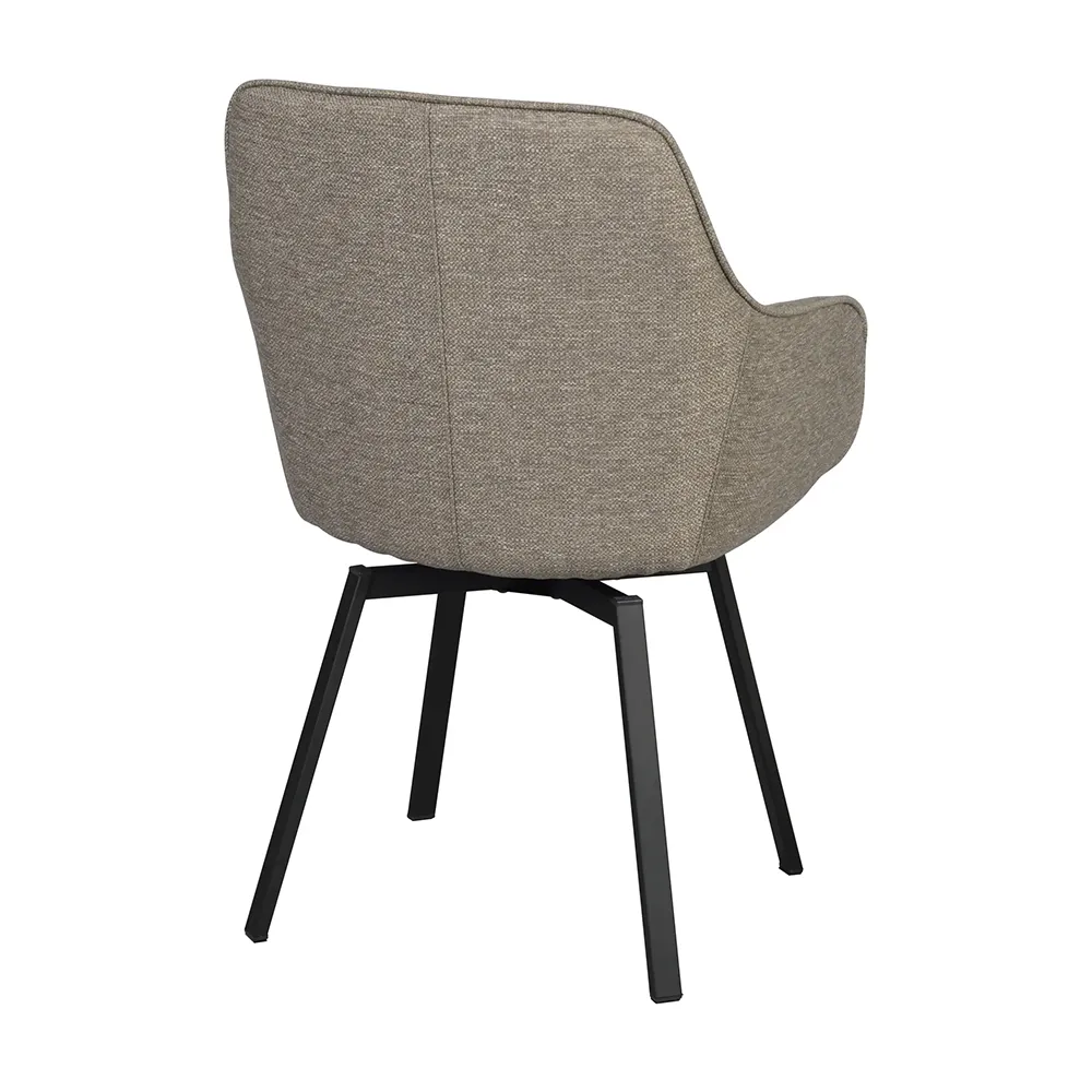 Alison Stuhl mit Armlehnen dunkelbeiger stoff/schwarze metallbeine