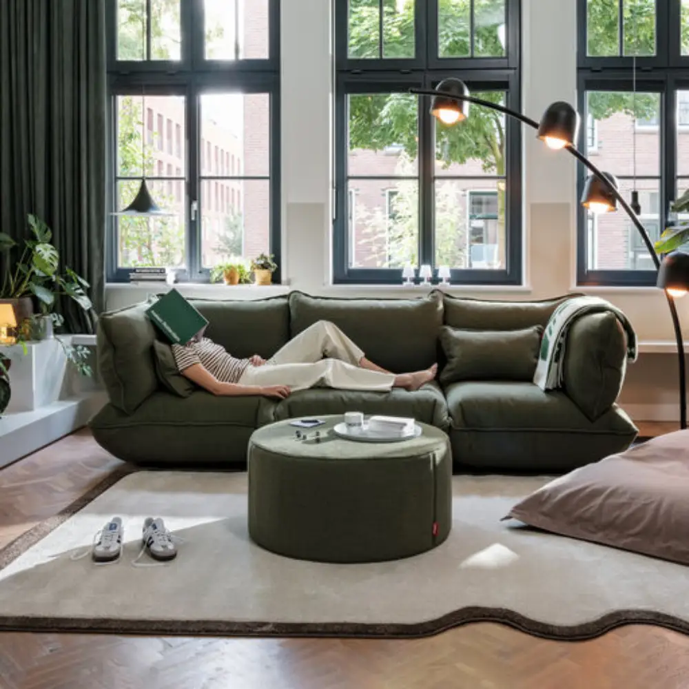 sumo fußbank boucle recycled leaf green