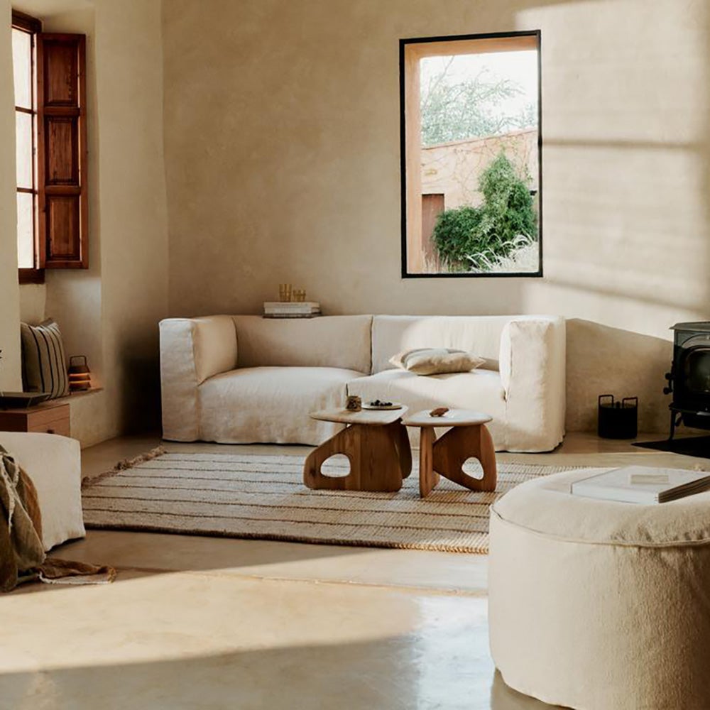  Aun Baumwoll-Pouf - Ø80 - Cremeweiß