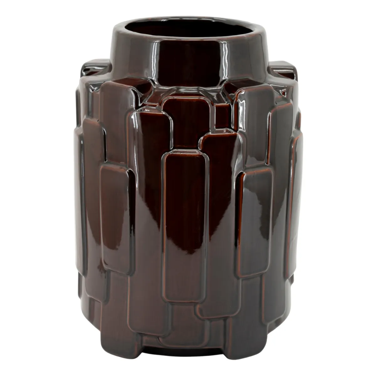 Geary large Vase 26,5x26,5x36 cm Steingut Braun