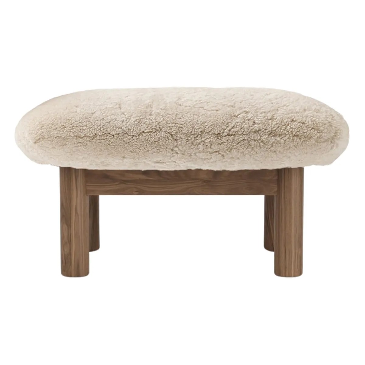 Brasilia Hocker Nussbaum, Sheepskin Nevotex Nature