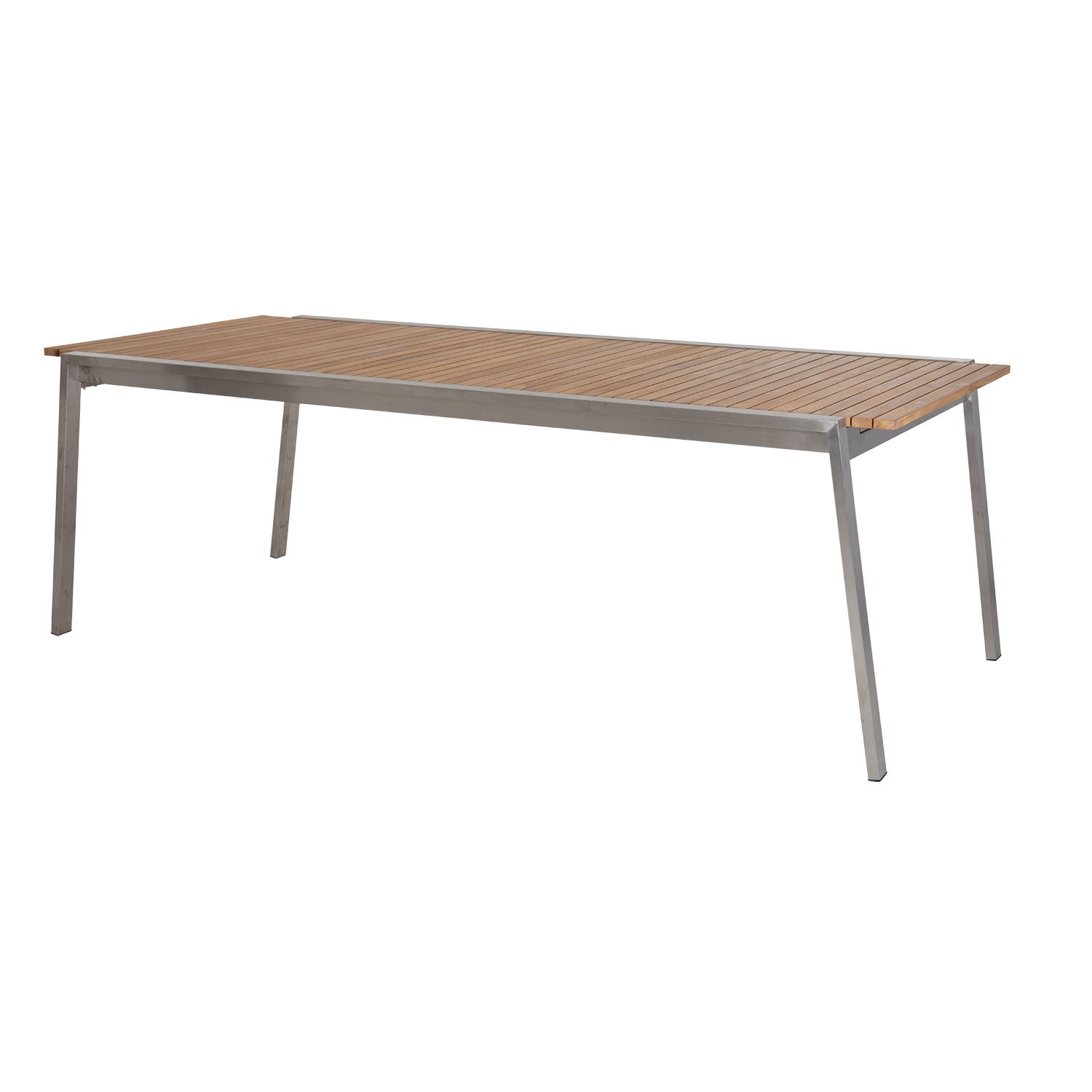 Naos Esstisch 100x220-320 cm Edelstahl/Teak