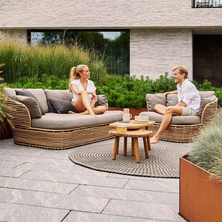 Lounge Sessel Basket Naturgeflecht Inkl Light Cane Line Airtouch Kissen Set